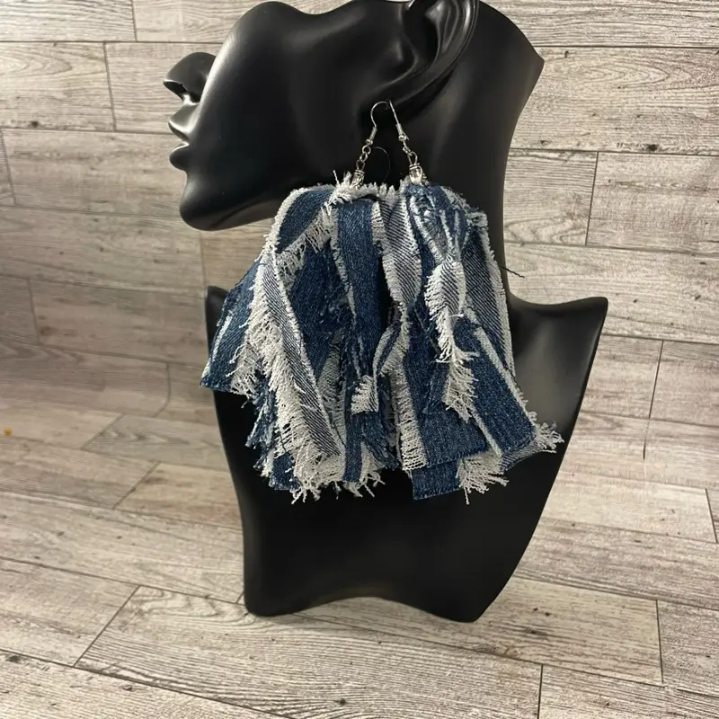 Fringe Out Loud: Handmade Denim Tassel Earrings