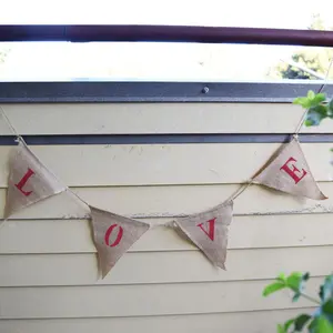 BLOWOUT Love Burlap Triangle Flag Pennant Banner (5 Ft)