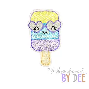 Swirly Popsicle Embroidered Feltie Set of 4