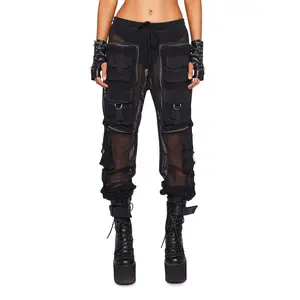 Complex Nights Fishnet Cargo Pants - Black