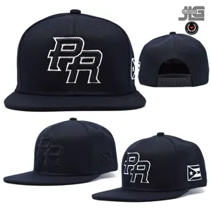 Puerto Rico Snapback Hat Flag 3D PR Black White All Black Baseball Cap NEW