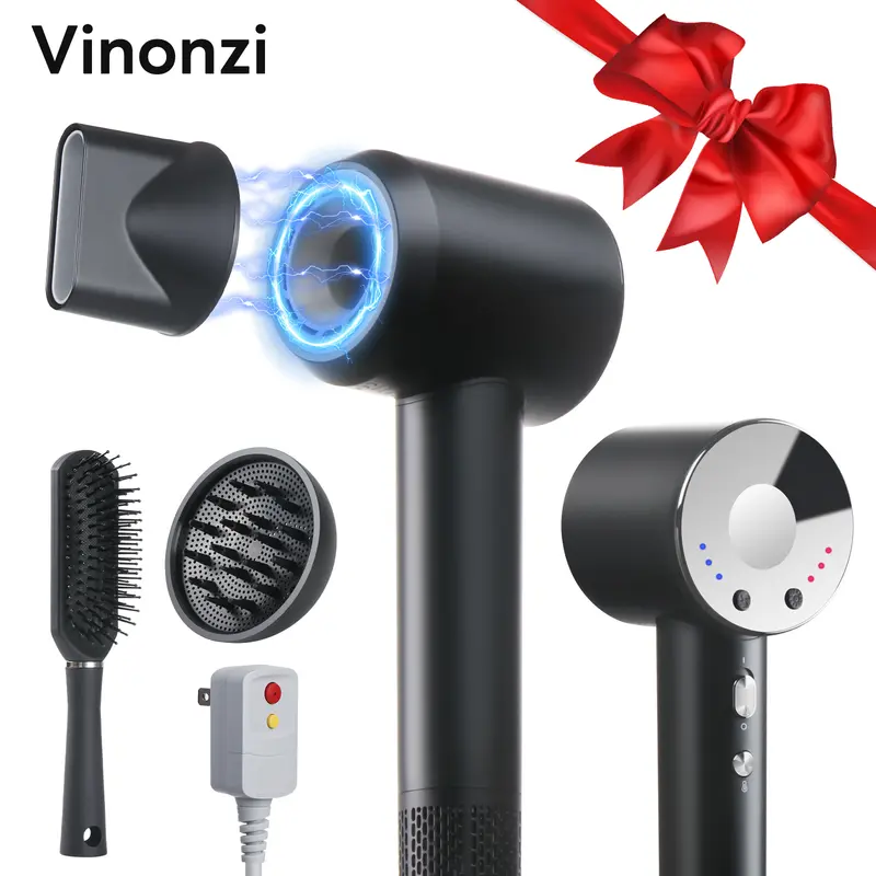 Ionic Hair Dryer 2025, Blow Dryer With Diffuser, Compact Salon Pro, Curl-Shaping Diffuser, Safe for Curly Hair, Fast Drying with 110,000 RPM Low Noise Motor, Viral Hit Includes brush