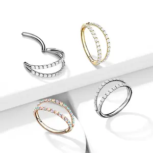 16G Double Hoop • CZ Clicker Ring • Titanium • Nose Ring • Septum Ring • Seamless Hoop • Hinged • Helix • Cartilage Piercing • Earring