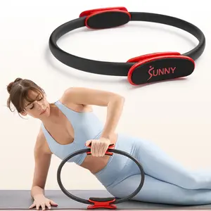 Sunny Health & Fitness 15" Pilates Ring Magic Circle, Home Gym Workout Fitness, Lightweight Fiberglass Resistance, Anti-Deformation, Padded Non-Slip Handles, Full-Body Core/Posture/Thigh/Glute Toning