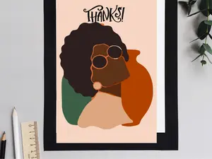 Set of 15 Small Blank Greeting Cards 4.5" x 6" w/ Gold Envelopes | African American Cards | Thank You Card | Birthday Card | Gifts for her