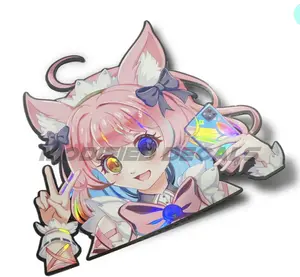 Anime Cute Neko Girl Holographic Weatherproof Car or Laptop Sticker