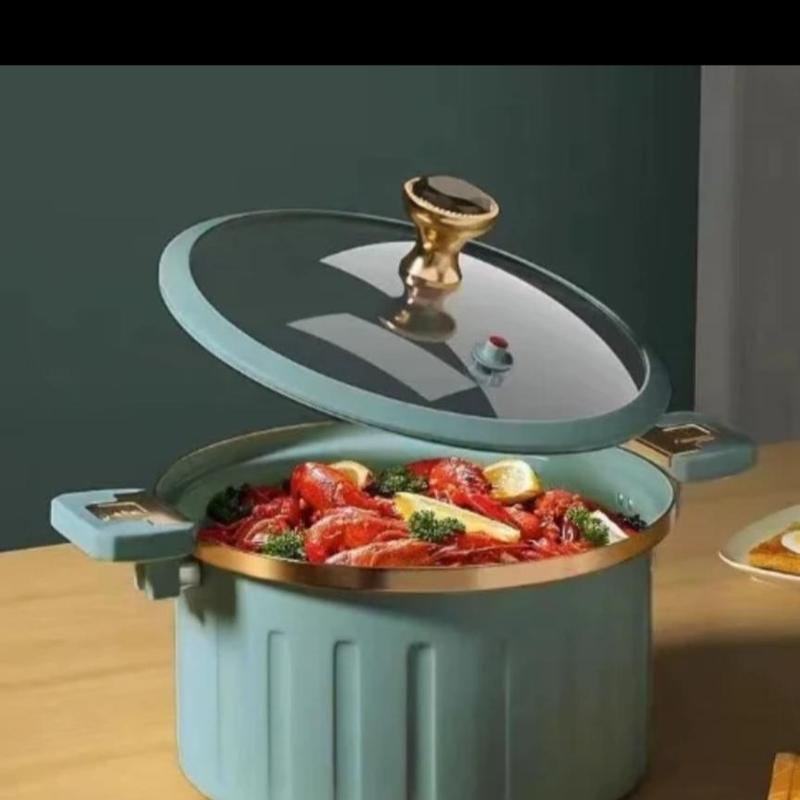 Roma 8L Large Capacity Soup Pot Non-Stick Double Ear Design with Glass Lid Micro Pressure Cookware for Home Use