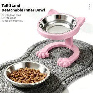 Elevated Feeder Pet Bowl & Stainless Steel Bowl, Large-Capacity Neck-Protection Design, Anti-Tip Slanted-Edge Dog & Cat Food Water Dish, Pet Supplies