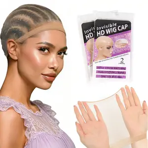 Skinlike Real HD Wig Cap for Women, 4 Pieces Ultra-thin Invisible Brown Sheer Caps for Lace Front Wig Stretchy Stocking Wig Caps One Size Fits All Summer Sweat-Proof Comfortable Daily Wear No Slip Beginner Friendly