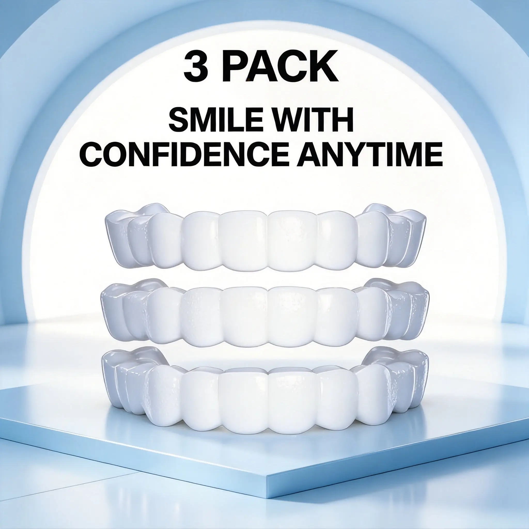 【3PC】snap on false Silicone Denture Kit false Denture Kit Moldable False Fix Your Smile at Home Within 1 Minutes ReusableVeneers Perfect for Photos Party Essential