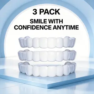 【3PC】snap on false Silicone Denture Kit false Denture Kit Moldable False Fix Your Smile at Home Within 1 Minutes ReusableVeneers Perfect for Photos Party Essential