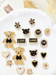 18 Piece Bear Letter Heart Bow Shoe Accessories, DIY Decoration for Women's Shoes, Perfect Birthday Party Gift