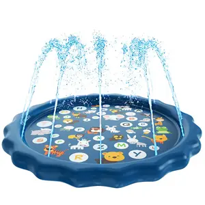 Splash Pad, Sprinkler for Kids & Pets Pool for Learning – Toddler Sprinkler Pool, 60’’ Outside Water Toys – “from A to Z” Outdoor Play Mat