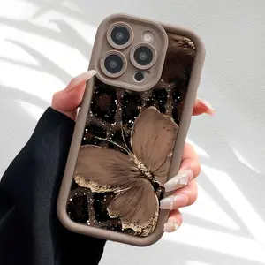 High Bamboo Leopard Butterfly Phone Case, Fits iPhone 17/16/15 Series, Fashionable Protective Cover, Shockproof Material, Christmas Gift