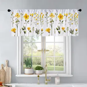 1Pc Spring Flower Watercolor Painting printed kitchen curtains living room bedroom bathroom home decoration 54 * 18 inches