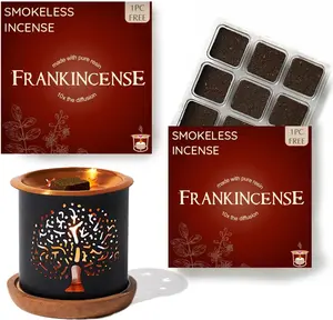 Frankincense Incense Bricks & Tree of Life Exotic Burner by Aromafume | 2 Trays x 9 Bricks | Boswellia Carterii & Boswellia Serrata Extract, Native to East Africa & India | Low-Smoke & Non-Toxic