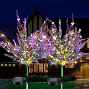 Solar Powered Lavender LED Lights, Outdoor Garden Decor Lighting, Light Sensor, Yard Path Backyard Lawn Stake Lamp, Wedding Christmas Party, Patio Lighting, Outdoor Landscape Lighting, Solar Post Lights