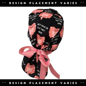 Hate Us Cuz They Anus, Black- Ponytail Scrub Cap