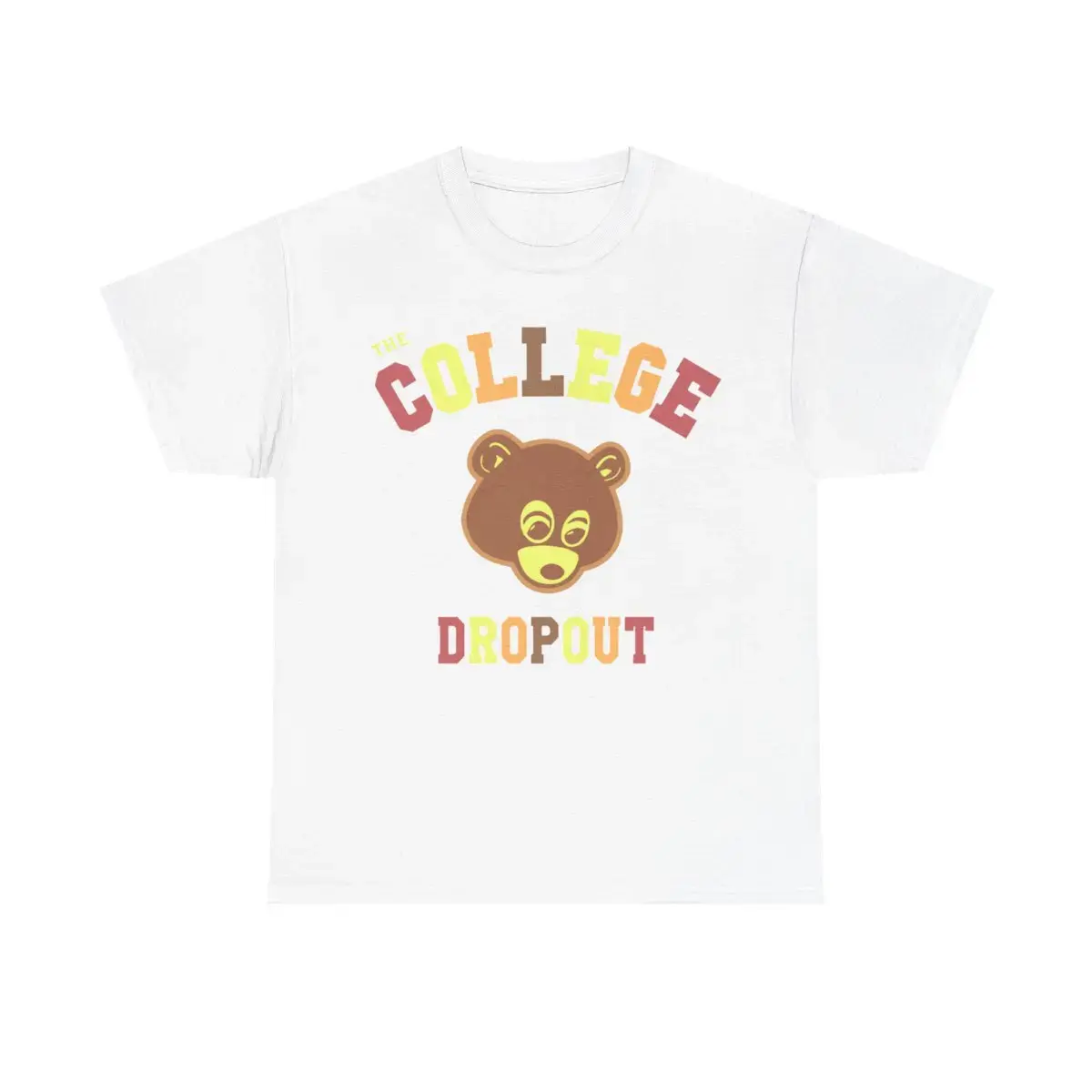Men's "College Dropout" Inspired Sporty Chic Basic Cotton Short-Sleeve Round Neck Retro Vintage Casual Streetwear Sports Top, Soft