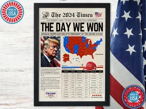 Poster Newspaper US Elections, Save The Date Newspaper, Trump Won, US Election 2024, Donald Trump President, Make America Great Again