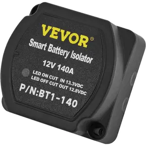 VEVOR Dual Battery Isolator Kit, 12V 140Amp, Manual and Auto Modes VSR Voltage Sensitive Relay with LCD Screen, Smart Battery Isolator for ATV UTV RV Camper Off-Road Vehicle Caravan Truck Boat Yacht