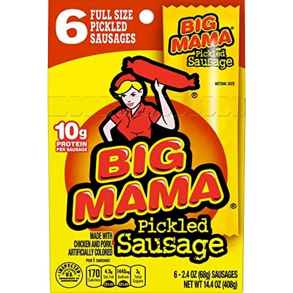 Penrose Big Mama Pickled Sausages, 2.4 Ounce, 6 Pack