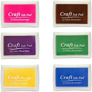 6 Pcs Craft Ink Pad, Washable Multicolor Stamp Pads for Kids, for Rubber Stamps Paper Wood Fabric Scrapbooking, 6 Unique Pure Colors