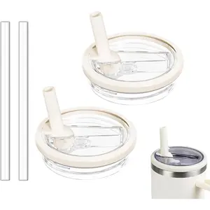 2 Pack 30 oz Tumbler Flip Straw Lid Replacement Compatible for Stanley Quencher, Leak Proof Lid Replacement for 30 OZ Stanley H2.0 FlowState Tumbler,Spill Proof Splash Reusable