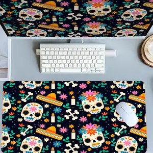 Patterned Sugar Skull with Sombrero Gaming Mouse Pad Extra Large Computer Mouse Pads for Desk XXL Mouse Pad for Laptop Big Mouse Pad Extended Mouse Pad with Non - Slip Rubber Base Stitched Edge for Home and Office