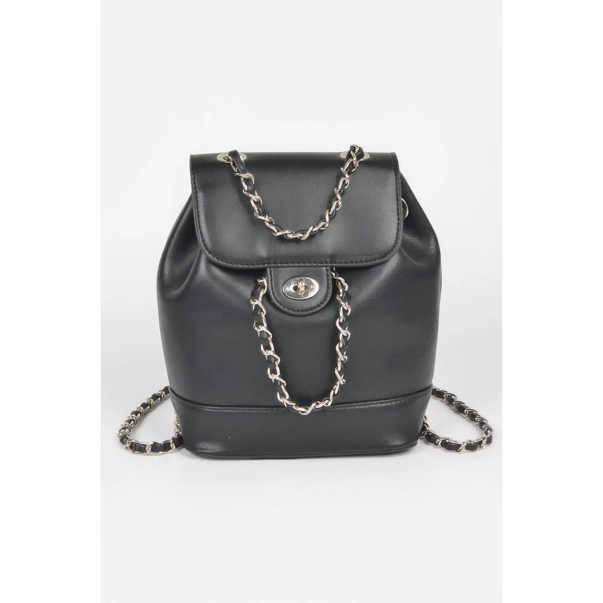 Faux Leather Flap Backpack