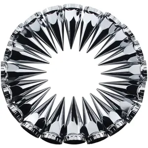 33mm X 4 3/4" Thread On Spike Lug Nuts Covers Abs Chrome Plastic Screw Flanged Nut Cover Spikes For Semi 20pcs
