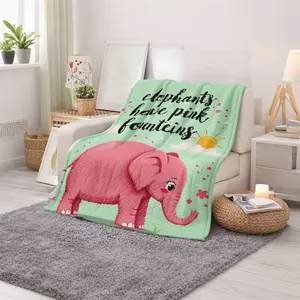 Pink Elephant Cartoon Blanket Soft Cozy Throw for Living Room Bedroom Nursery Use Ideal Gift for Baby Shower Newborn Arrival Birthday Holidays Christmas Easter and Special Family Celebrations Kids Room Decor