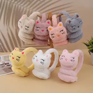 Winter Plush Ear Warmers, Ear Protectors, Cute Cartoon Cat Design, Windproof and Frost-Resistant, Outdoor Cycling and Skiing, Christmas Gift for Girls