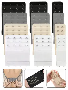 Adjustable Back Hook Bra Extenders, Accessories, 12-Pack Elastic Undergarments, Woven Fabric, Comfortable Extension Straps, Fits All Sizes, Womenswear
