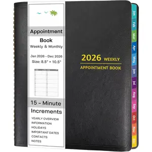 2026 Appointment Book - January - December 2026, Appointment Planner with Weekly & Monthly Spread, 8.5'' x 10.5'', Large, 15 Minute Increments, 2026 Daily Planner with Pockets, Tabs, Soft Cover