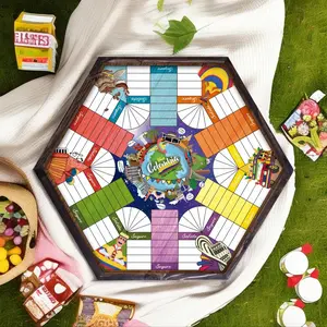 Parcheesi Board for 6 players - COLOMBIAN BOARD. Hand Made with wood & Resin.