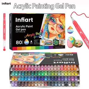 Infiart Liquid Acrylic Marker Set, 80 Colors, 1.0mm Bullet Tip, Large Capacity Smooth Ink, High Coverage Multi-Material Use