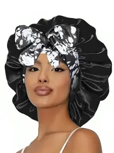 Women's Bow Decor Satin Sleeping Bonnet, Casual Comfortable Hair Care Bonnet, Soft Sleeping Bonnet for Women & Girls, Bonnets for Sleeping