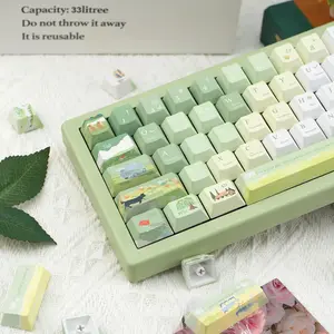 130 Keys Custom PBT Keycaps Green Cherry Profile Dye Sublimation Spring Theme Keycaps Set Compatible with Cherry Gateron MX Switches for Mechanical Gaming Keyboards | creamy keyboard summervibes Ergonomic Design