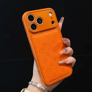 Vegan Leather Embossed Monogram Phone Case, Slim Anti-Scratch Protective Cover with Raised Camera Guard, Fashion Luxury Design for iPhone 17 16 15 14 13 Pro Max Air