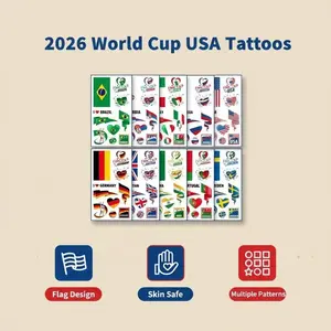 10 PCS World Cup️ 2026 ️Temporary Tattoos - National Flag Face Stickers for Soccer Fans, Skin-Safe Game Day Gear