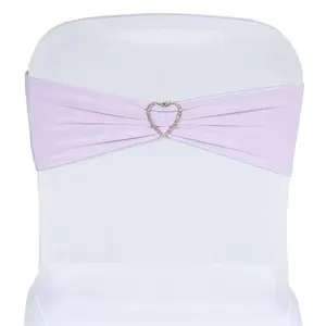 5 Pack Stretch Spandex Chair Sashes Lavender Lilac - Fitted Finish Two Ply Heavy Duty Chair Bands 5"x12"