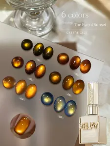 XEIJAYI  1Pc 15Ml New  Nail Art - Ultra-Shiny Amber Series Cat's Eye Gel 6-Color Set Autumn & Winter Fashion Nail Art Kit Glamorous Shimmering Salon Cat's Eye Art Dazzling Cat's Eye For Salon Nail DIY Art Design