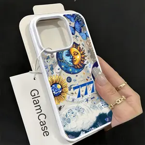 Sun Moon Celestial Phone Case，Dreamy Blue Aesthetic for iPhone 17 16 15 14 13 12 11 Plus Pro Max. A10