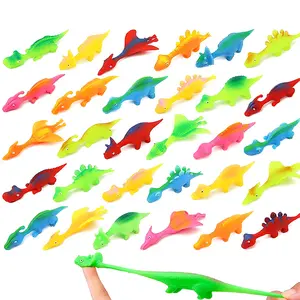 5pcs/10pcs/20pcs Bow Dinosaur Finger Toy, Portable Stress Relief Anti Stress Kit, Fun Stretch Rubber Dinosaurs Squishies, Random Colors & Styles, Perfect for Games & Parties