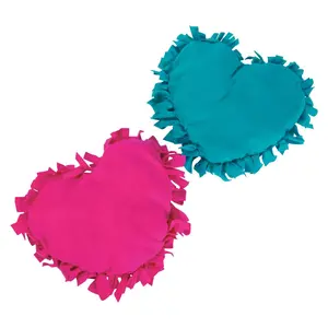 17" Pink & Blue Heart-Shaped Fleece Tied Pillow Craft Kit - Makes 6