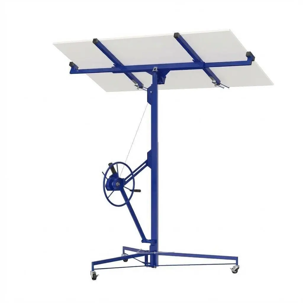 11 ft Drywall Lift, 150 LB Capacity, Heavy Duty Sheetrock Panel Hoist with Telescoping Arm, 360° Rotating & 60° Tilting Cradle, Adjustable Drywall Lifter for Ceilings & Walls,Blue