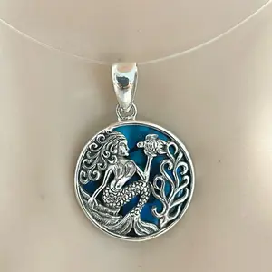 Sterling Silver 925 Abalone Mermaid Starfish Turtle Sea Pendant Charm