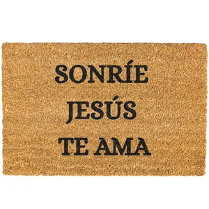 Sonrie Jesus Te Ama doormat, Welcome Mat, Spanish door mat, Tapete