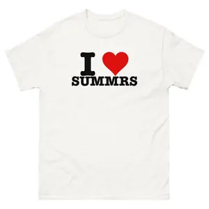 I Love Summrs Graphic T-Shirt Funny Heart Trendy Summer Fashion Tee Cotton Fit